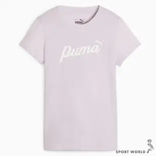 Puma 短袖上衣 女裝 手繪 純棉 紫【運動世界】67931560
