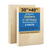 Falling in Art 2 Pack Unfinished Wooden Canvas Panels, 30x40 Gallery Birch Wo...