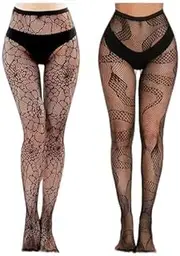 [Generic] Snake Tights, Sparkle Tights, Spiderweb Fishnets, Snake+spdierweb, 3X-Large-4X-Large