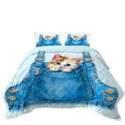 Kids Adorable Animal Drawings Pocket Kitten Coverlet