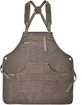 Qeunrtiy Woodworking Apron, Heavy Duty Waxed Canvas Work Apron with 9 Pockets, Adjustable Strap for Women, Men