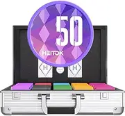 HEITOK Poker Set with Numbered Chips, 1000-pcs 11.5g Weighted Casino Chips, 2 Decks with Waterproof Poker Case for Texas Holdem Games & Blackjack