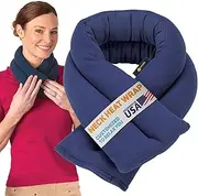 Sunny Bay Neck Heating Pad for Neck Pain Relief by - Flax Seeds Filled Bean Bag 5 x 26 Hot & Cold Therapy Neck Shoulder Heat Wrap Microwave Heating Pad (Blue)