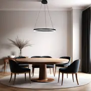LED Ring Pendant Light with Frosted Edge in Black or White