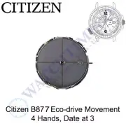Genuine Citizen B877 Watch Movement Eco-Drive 4 Hands, Date at 3 Solar