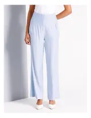 [Basque] Linen Blend Wide Leg Pant in Light Blue