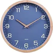 Kesin Wall Clock 12 Inch Silent Non Ticking Wood Wall Clocks Battery Operated - Wooden Blue Modern Simple Clock Decorative for Kitchen,Living Room,Bedroom,Kid’s Room