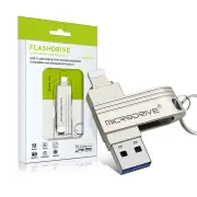 Microdrive 128GB USB3.0&iP Flash Drive 2-in-1 Dual Metal Interface USB3.0 OTG Pendrive for PC Tablet Phone Projector Car