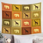 African Elements Elephants and Giraffes Tapestry