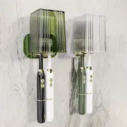 2 Sets Adhesive Toothbrush Holders Wall Mounted Toothbrush Organizer With Cup