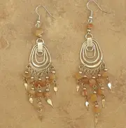 Semi-Precious Gemstone Soft Carnelian Chip Dangle Earrings - Peruvian Jewelry