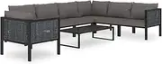 8 Piece Garden Lounge Set with Cushions Poly Rattan Anthracite, Garden Furniture Sets