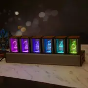 RGB Glow Tube Clock 6-Bit LED Nixie Tube Clock Desktop Electronic Alarm Clock