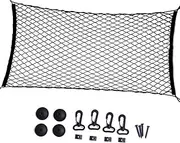 Haobase 60 X 115CM Cargo Nylon Net Adjustable Elastic Trunk Cargo Organizer Nylon Mesh Rear Car Net for SUV, Truck Bed, Pickup