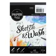 The Paper Mill A5 216gsm Sketch & Wash Pad 50 Sheets