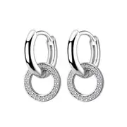 SOLID Sterling Silver Sparkly Double Hoop Huggie Earrings - AVILIA Designs