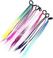 Ipetboom Assorted Gradient Wig Hair Ropes Boys and Girls Hair Ties for Girls Unicorn Ponytail Party Daily Styling