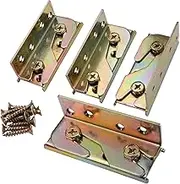 Generic 4Pcs Bed Rail Brackets Installation Bracket Connector Bed Hanging Board with Screws Invisible Wooden Bed Frame Connectors
