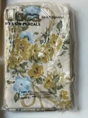 NEW *Full FITTED FLAT SHEET Pair PILLOWCASES UTICA Vintage Cream Retro FLOWERS