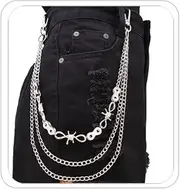 [LKingel] Punk Pant Chain for Women Men Vintage Gothic Cross Rivet Mansard Pant Chain 80's 90's Hip Hop Jeans Chain Charm Layered Rock Wallet Chain for Men Clothing Accessories