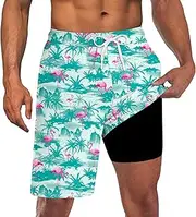 [UNICOMIDEA] Men Swim Trunks with Compression Liner 9 Inch Long Board Shorts