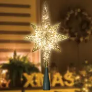 10-Light Christmas Tree Topper, Gold Bethlehem Star Tree Topper, Golden