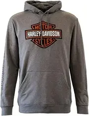 [HARLEY-DAVIDSON] Hoodie Hallmark Bar & Shield Grey Pullover Sweater Motorcycle Sweatshirt Men Leisure Jumper