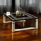 Bone inlay Coffee table, Floral Pattern Black White Leg Living Room Furniture