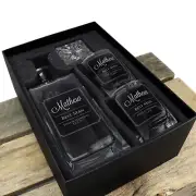 Engraved Whiskey Decanter set with Two Whiskey Glasses - Groomsman Best Man Gift