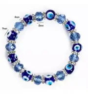 Couple jewelry Turkish Navy Blue evil eyes Rhinestone beaded Crystal Bracelet