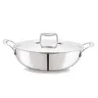 Cello Tri-Ply Stainless Steel Induction Kadai With Lid, 20cm, 1.6 Ltr- Free Post