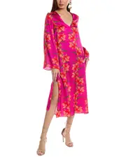 Borgo De Nor Phoenix Hammered Satin Silk Midi Dress