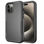 For Apple iPhone 15 Pro Max 3in1 Case Drop Resistant Defender Tradies Hybrid Armor Heavy Duty Rugged Shockproof Tough Cover (Black)