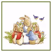 Peter Rabbit's Family in The Garden Beatrix Potter Counted Cross Stitch Pattern