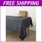 Elegant Charcoal Grey Linen Tablecloth 54x72 - Perfect for Weddings & Gatherings