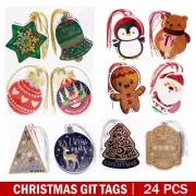 24x Christmas Gift Tags String Hanging Wrapping Sealing Label Gift Name Tag Xmas