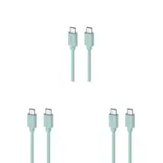 3PK Moki USB-C to USB-C SynCharge Cable 1M iPhone/Android Pastel Green