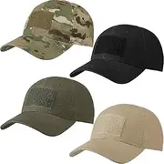 [Generic] 4 Pieces Tactical Army Hats Adjustable Operator Hat Military Patch Breathable Baseball Hat for Men Women Outdoor