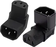 IEC 320 C14 to C13 Right Angle AC Adapter, tunghey IEC 3Pole Male to Female 90Degree Up and Down Angle AC Converter, C14 to C13 Up Angle AC Adapter, Black Color (up and Down) 2Pack