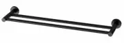 Phoenix RADII DOUBLE TOWEL RAIL Round Plate MATTE BLACK- 600mm Or 800mm