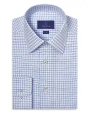 David Donahue Trim Fit Dobby Check Dress Shirt 15.5 34/35