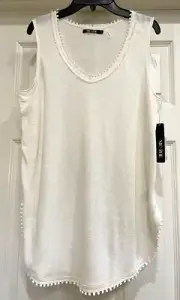 NWT, NIC & ZOE Top - White Linen/Rayon Knit Sleeveless Pullover, Medium $108