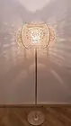 Floor lamp, pink lamp, art deco lamp, unique lamp, knitted lampshade, handmad