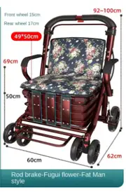 Steel Rollator Walker for Adult Mobility Impairment Foldable Adjustable Handles Rolling Walker for Seniors 130kg 50cm wide5