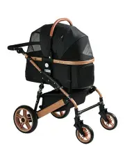 [i.Pet] Large Foldable Pet Stroller in Black/Gold