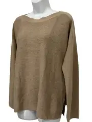 NWT Eileen Fisher Pullover Sweater Tunic Oatmeal Bateau Neck Org Cotton Tencel M