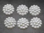 200 Pure White Acrylic Flatback Pearl Dotted Flower Bead Cabochon 13mm BowCenter