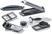 Genius Nicer Dicer Plus (12 Pieces) Vegetable Cutter, Onion Cutter, Chip Cutter, Fruit Slicer, All-Purpose Slicer, Dicing, Cutting, Peeling, Storage, A34141, Silver/Black