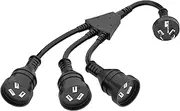 30CM Extension Cord, 1-to-3 Power Extension Cord, 3-Pin Plug Durable Flexible Extension Lead Cable for Home Office, 2500W, 250V, 10A, IP20 - Black