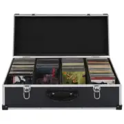 Lockable Aluminium CD Case Record Storage Box 80 CDs Organiser Holder Black